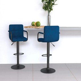 Barové stoličky 2 ks modré zamatové