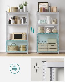 Súprava 2 ks oceľových nastaviteľných políc s vysokou nosnosťou, 160x80x40, sivé