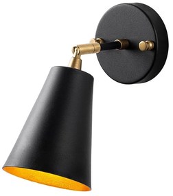 Nástenné svietidlo v čiernej a zlatej farbe ø 10 cm Evander – Opviq lights