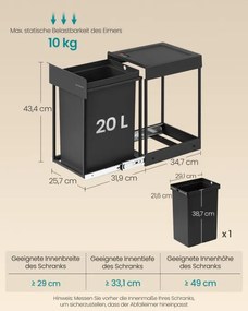Výsuvný odpadkový kôš do kuchynskej skrinky LTB920BZ01