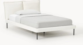 Plyšová buklé čalúnená posteľ Amelia