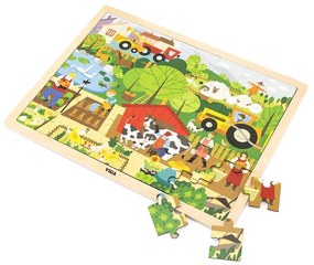 Detské drevené puzzle Viga Farma 48 ks