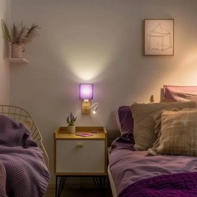 Brilagi - LED Nástenná lampa NUBILA WOOD 1xE27/25W/230V + LED/3W dub/fialová