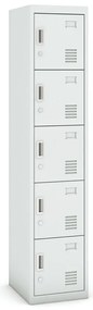 Šatníková skrinka s úložnými boxami, 5 boxov, 1800 x 380 x 450 mm, demont, cylindrický zámok, sivá/sivá