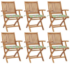 Skladacie záhradné stoličky s podložkami 6 ks tíkový masív 3072762
