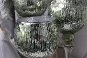 Modré tiffany sklenené svietniky na stopke 3-set