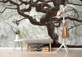 Tapeta abstraktný strom na dreve - 300x200