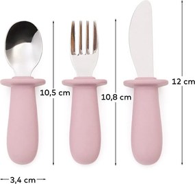 Ružový plastový/zo silikónu detský príbor 3 ks Lili – Kave Home