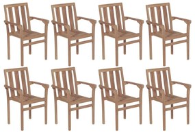 Stohovateľné záhradné stoličky 8 ks tíkový masív