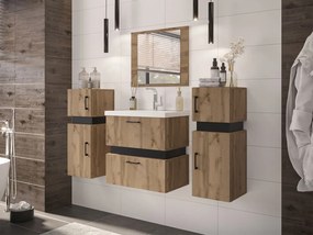 Kúpeľňový nábytok Torvaldi VI, Sifón: bez sifónu, Umývadlová batéria: nie, Farby: wotan / wotan + čierny mat