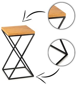 Květinový stojan LOFT I 40 cm černý/dub lancelot