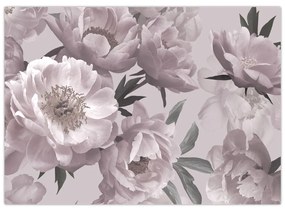 Sklenený obraz - Vintage kvety pivoniek (70x50 cm)