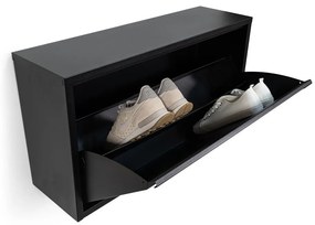 Čierna kovová výklopná/závesná skrinka na topánky 75x41x22 cm Billy – Spinder Design