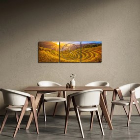 Obraz - Ryžové terasy vo Vietname (s hodinami) (90x30 cm)