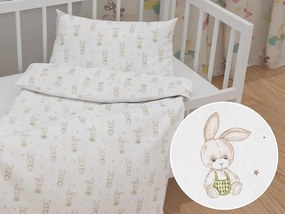Biante Detské bavlnené posteľné obliečky do postieľky Sandra SA-401 Zajačiky na bielom Do postieľky 90x140 a 40x60 cm