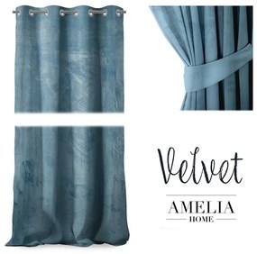 Záves AmeliaHome Velvet 140x270 cm modrý