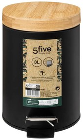 Odpadkový kôš s bambusovým vekom NATUREO 3L, čierny