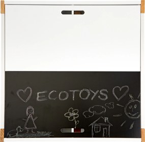 Detský stôl s 2 stoličkami ECOTOYS – skandinávska súprava s úložným priestorom a tabuľou