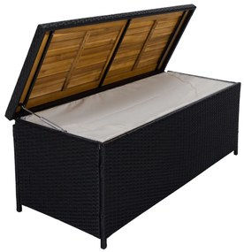 Záhradný úložný box/lavička,čierna/prírodná/krémová, BEMUS