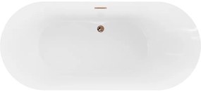 Mexen Roxy, voľne stojaca vaňa 180 x 85 cm, biela, ružové zlato prepad, 51201808500-60