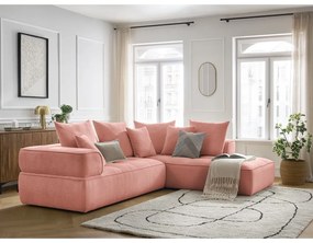 Ružová ženilková rohová pohovka (pravý roh/do L) Whesley – Bobochic Paris