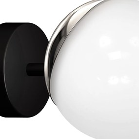 Nástenné svietidlo Sfera, 1x biele sklenené tienidlo, b/ch