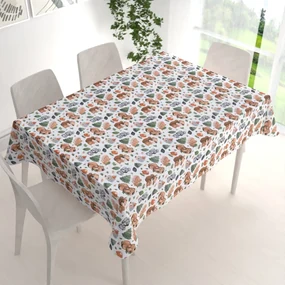 Biante Detský bavlnený obdĺžnikový obrus Sandra SA-282 Veveričky a lesní kamaráti 120x140 cm
