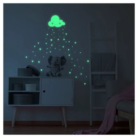 Svietiace samolepky na stenu Ambiance Hearts and Clouds