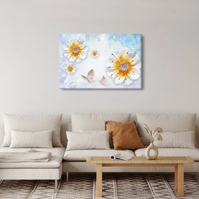 Obraz - Kompozícia s kvetmi a motýľmi (90x60 cm)