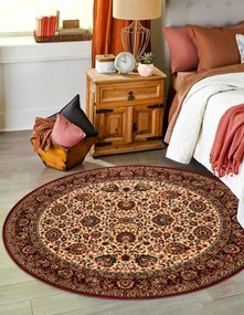 Vlnený kobere KASHQAI 4362 102 kruh, béžovo / bordový