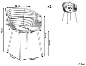 Sada 2 kovových dizajnových stoličiek medená HOBACK Beliani