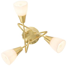 Klasické stropné svietidlo zlaté s opálovým sklom 3-svetlo - Inez