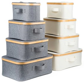 Úložný box G21 30 x 30 x 15 cm, bambusový s vekom, sivý