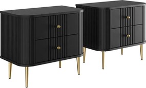 Nočné stolíky Vespera 56 cm - 2 ks - čierna / zlatá