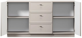 Komoda Lorini 150 cm na sokli - kašmírová / čierne úchytky T