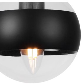 Stropné svietidlo Toledo, 2x čierne/transparentné sklenené tienidlo, B