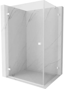 Mexen Lunar-B, výklopný sprchový kút ľavý 80 x 70 cm, 8mm číre sklo, biely profil, 832-080-070-20-00-L