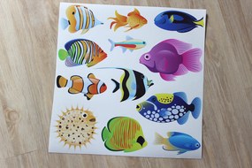 Ryby z mora textilní prelepiteľné nálepky na stenu list 45 x 45 cm