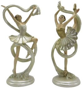 2ks béžová dekoratívna socha Ballerina - 9*6*18 cm