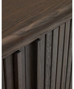 Tmavohnedá nízka komoda v dekore jaseňa s posuvnými dverami 180x75 cm Mailen – Kave Home