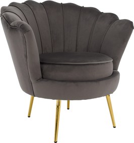 Kreslo v štýle Art-deco, sivohnedá Velvet látka/gold chróm zlatý, NOBLEO