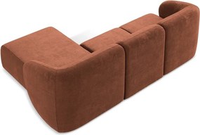 Ženilková rohová pohovka v terakotovej farbe (pravý roh/s leňoškou) Lani – Makamii