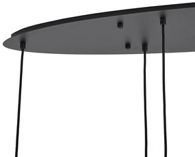 Moderné závesné svietidlo čierne s bielym sklom obdĺžnikové 6-svetiel - Misty