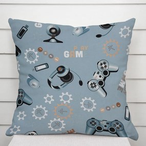Biante Detská bavlnená obliečka na vankúš Sandra SA-588 Play Game na modrom 50 x 60 cm