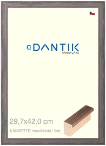 DANTIK rám na obraz 29,7x42 | KASSETTE tmavěšedá (Plexi Čiré)