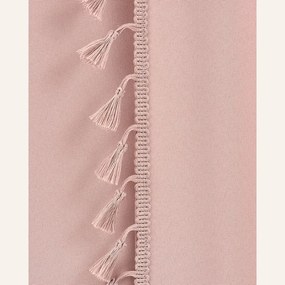 Púdrovo ružový záves Lara na strieborné kruhy so strapcami 140 x 280 cm