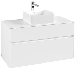 VILLEROY &amp; BOCH Collaro závesná skrinka pod umývadlo na dosku (umývadlo v strede), 2 zásuvky, 1000 x 500 x 548 mm, White Matt, C03800MS