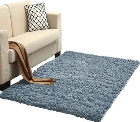 Protišmykový koberec SHAGGY strieborný