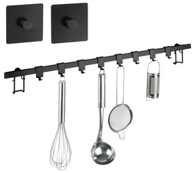 Čierny vešiak do kuchyne Wenko Turbo-Loc® Gala, dĺžka 60 cm