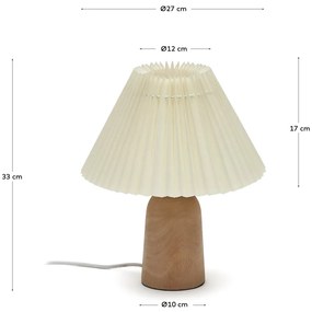 Béžová/v prírodnej farbe stolová lampa z kaučukového dreva s textilným tienidlom (výška 33 cm) Benicarlo – Kave Home